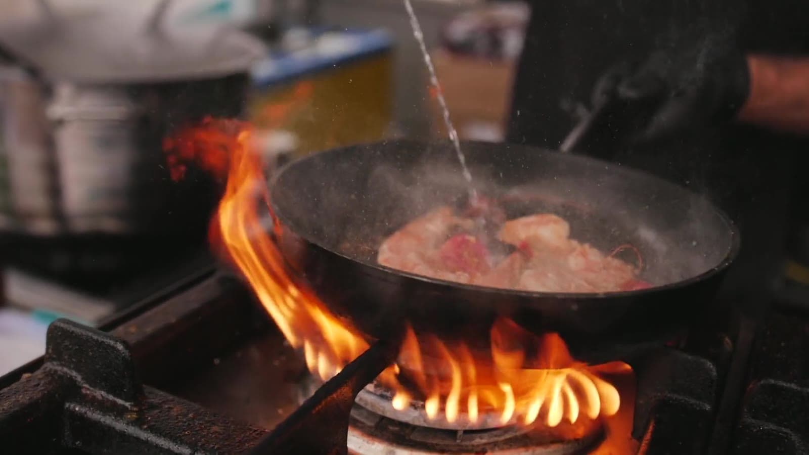 A pan over a high flame